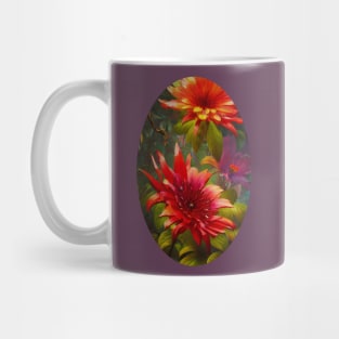 Vibrant Colorful Large Tropical Fantasy Flowers Artwork Mug